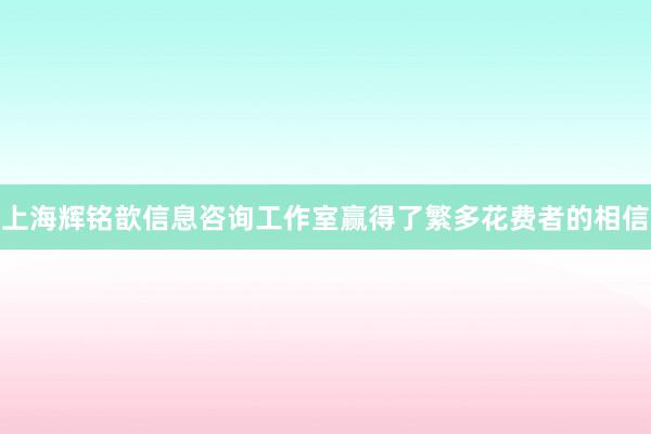 上海辉铭歆信息咨询工作室赢得了繁多花费者的相信